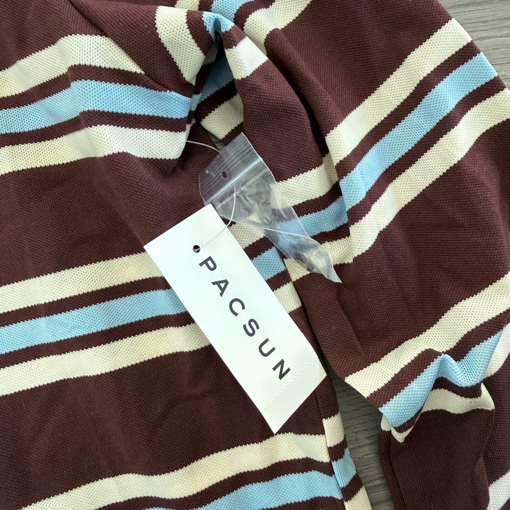 Pacsun Your Favorite Megan Striped Long Sleeve Polo Shirt - Picture 4 of 5